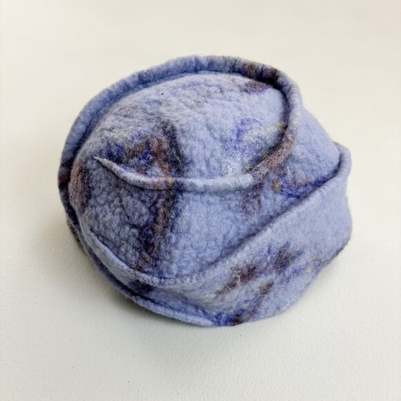 ARTISAN Handcrafted Felt Wool Hat Cap Swirl Pattern Lagenlook Artsy Fiber Lilac main image 8